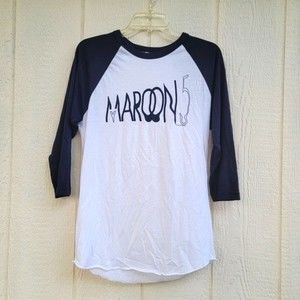 Los Angeles apparel maroon 5 raglan band tshirt blue and white baseball shirt S
